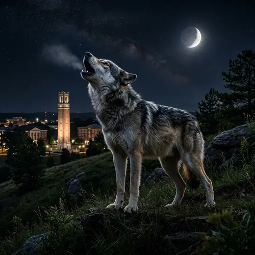 NC State Wolf Howling | Prideful Fur in Moonlight
