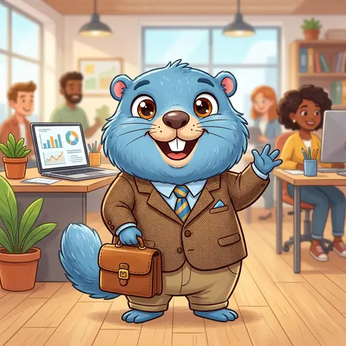 Charming Blue Cartoon Marmot for Businesses
