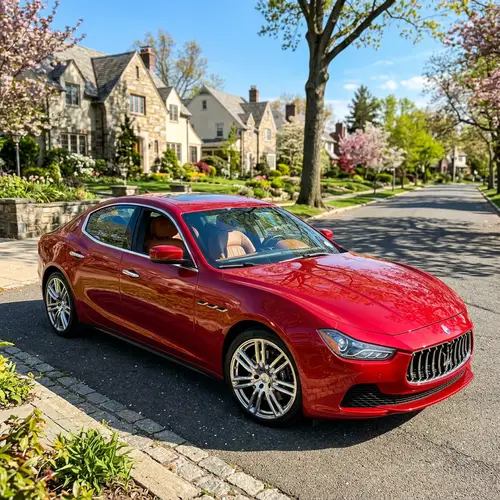 Sleek Red Car Under Afternoon Sunlight