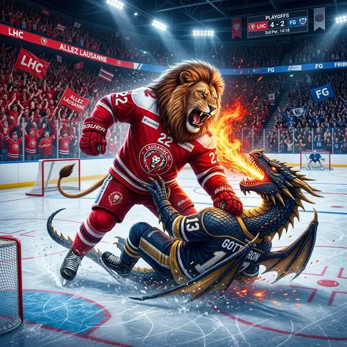 Lausanne Lion Dominates Fribourg Dragon in Playoffs