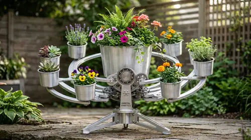 Kinetic Aluminum Flower Planter - Modern Garden Art