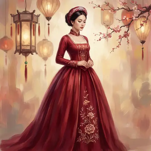 Vietnamese Girl in Traditional & 18th-Century Clothing | Digital Art