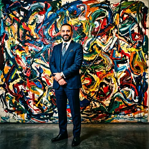 Middle-Eastern Businessman in Abstract Expressionism Style