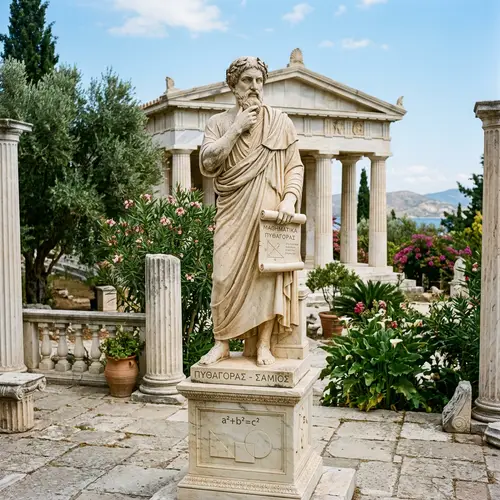 Pythagoras Stone Statue: Ancient Mathematician Sculpture