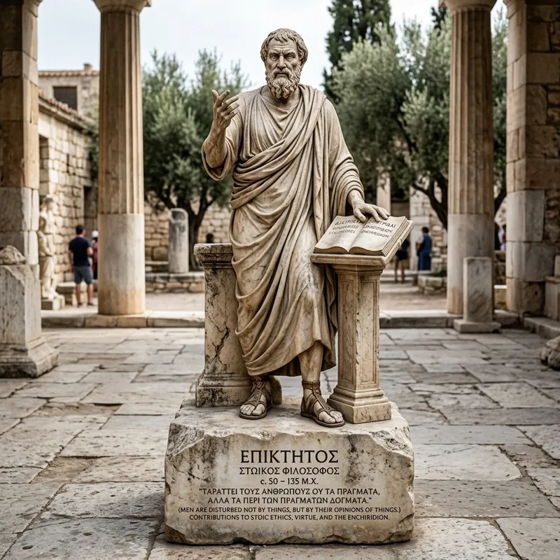 Epictetus Stone Statue Teaching Philosophy