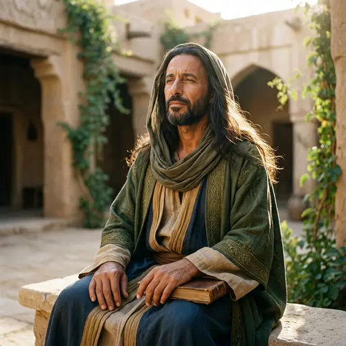 Imam Ali Portrait: Revered Figure in Traditional Middle Eastern Attire