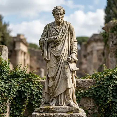 Regal Stone Statue of Epictetus: Ancient Wisdom