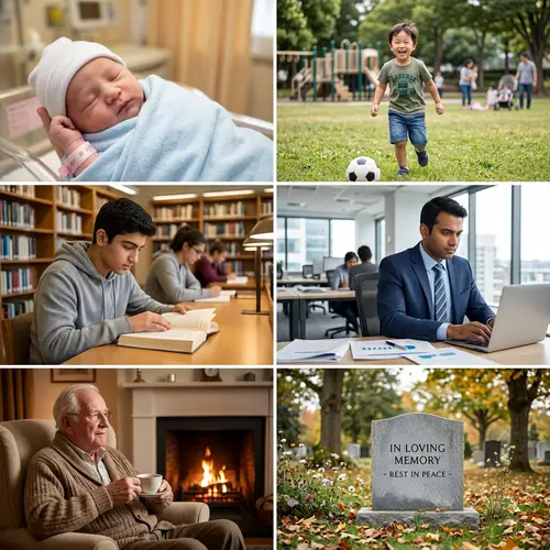 Cycle of Life: From Newborn to Old Age to the Grave