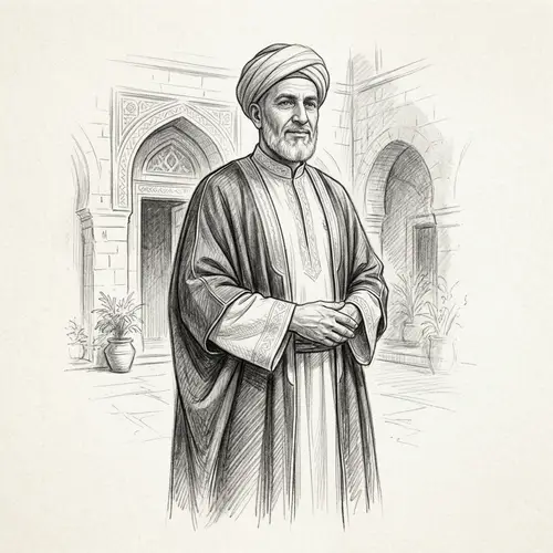 Imam Ali Pencil Sketch - Historical Religious Figure Portrait