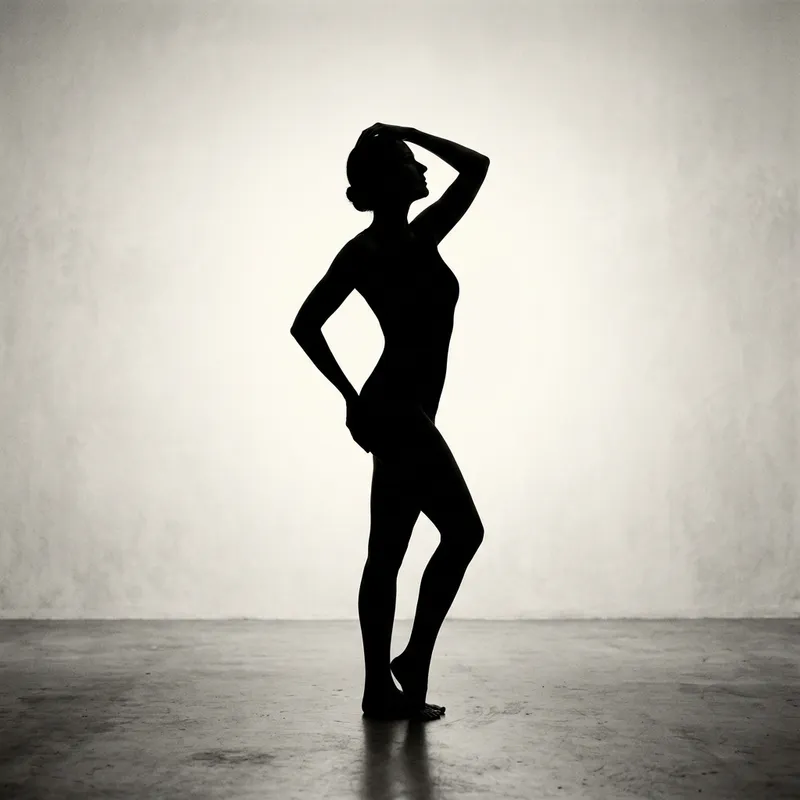 Elegant Monochrome Female Body Silhouette