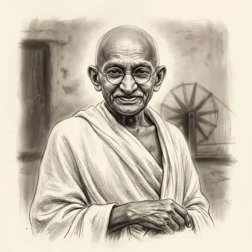 Charcoal Portrait of Mahatma Gandhi - Advocate for Nonviolence