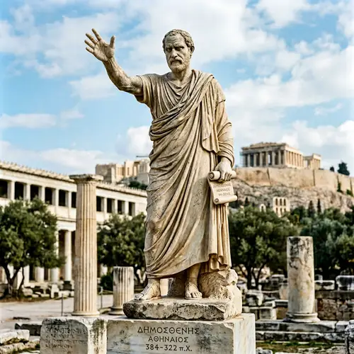 Demosthenes Stone Statue: Influential Figure from Ancient Athens