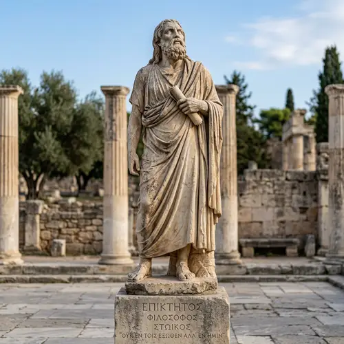 Stone Statue of Epictetus: Ancient Greek Philosopher Sculpture