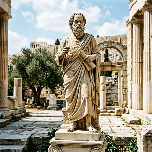 Wise Stone Statue of Plato - Greek Philosopher Art