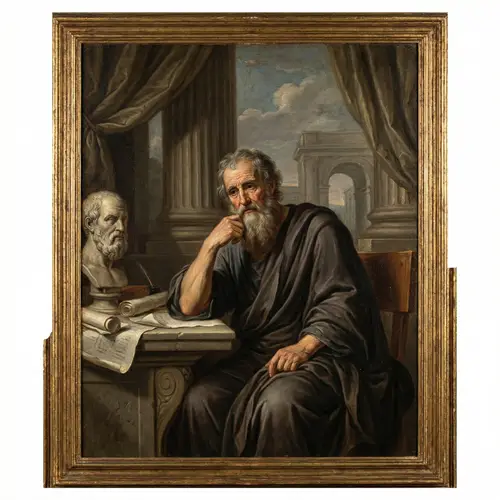 Seneca Oil Painting: Classic Roman Portrait