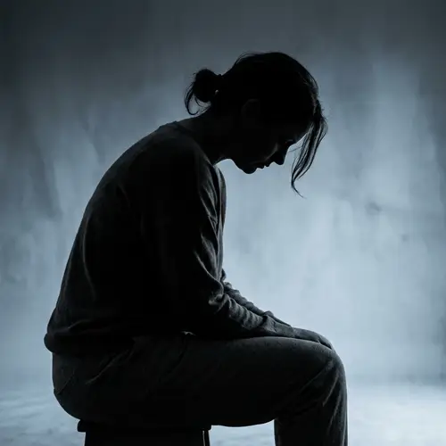 Caucasian Woman's Silhouette of Inner Pain