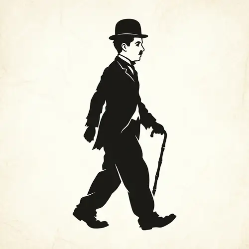 Classic Silent Film Comedian Silhouette