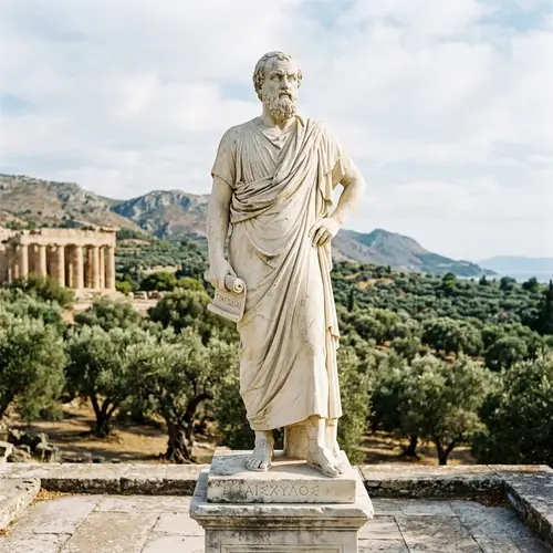 Stone Statue of Aeschylus - Ancient Greek Playwright Masterpiece