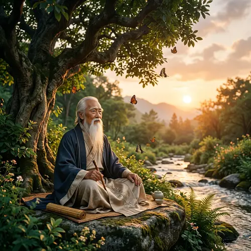 Ancient Chinese Philosopher in Serene Environment | Wisdom Personified