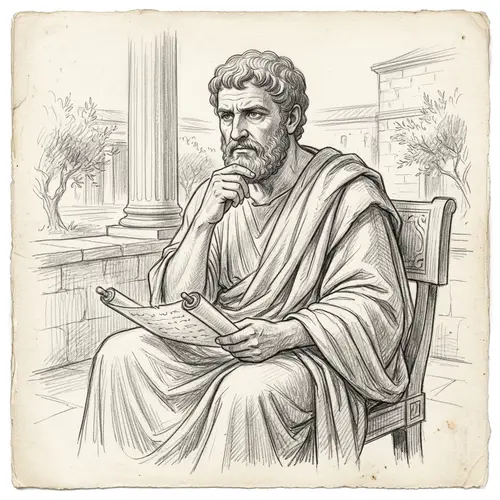 Pencil Sketch of Marcus Aurelius - Ancient Roman Philosopher