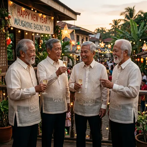 Wise Figures in Filipino Barong | Happy New Year Celebration