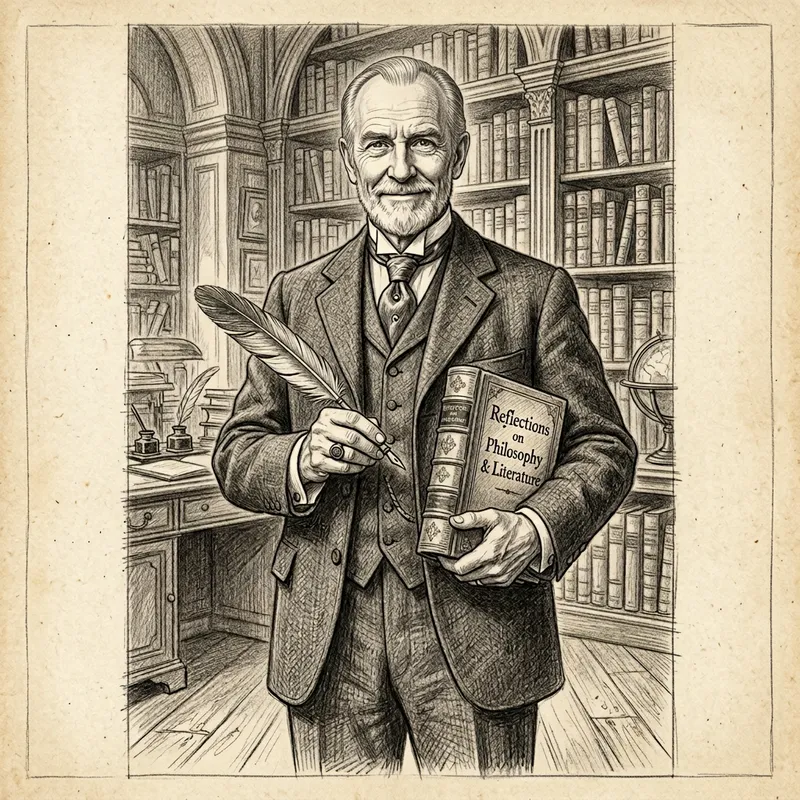 Pencil Drawing of Napoleon Hill - Vintage Author Sketch