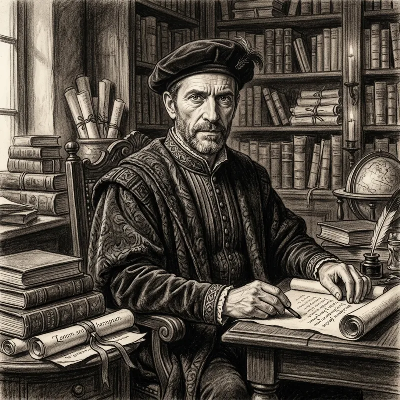 Charcoal Portrait of a Renaissance Man in Italian Attire