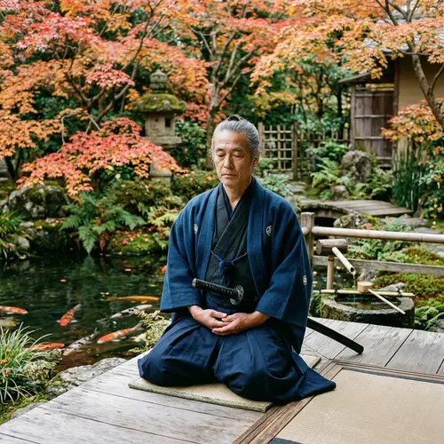 Miyamoto Musashi Meditating with a Katana