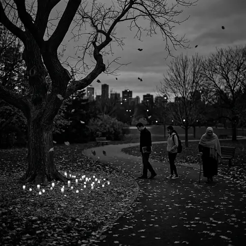 Monochromatic Scene of Reflection in Urban Park | Black Saturday