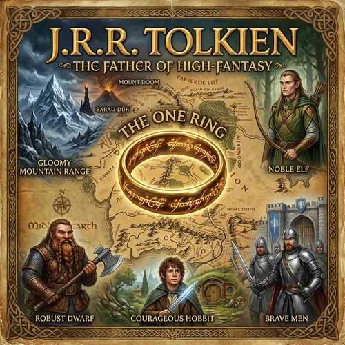 Classic Fantasy Book Poster - J.R.R. Tolkien Lord of the Rings