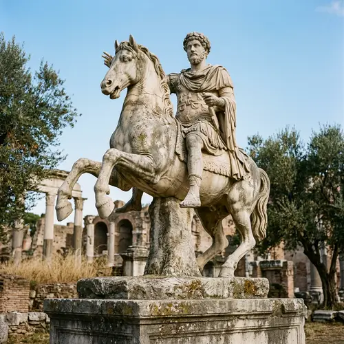 Ancient Roman Emperor Statue on Horse