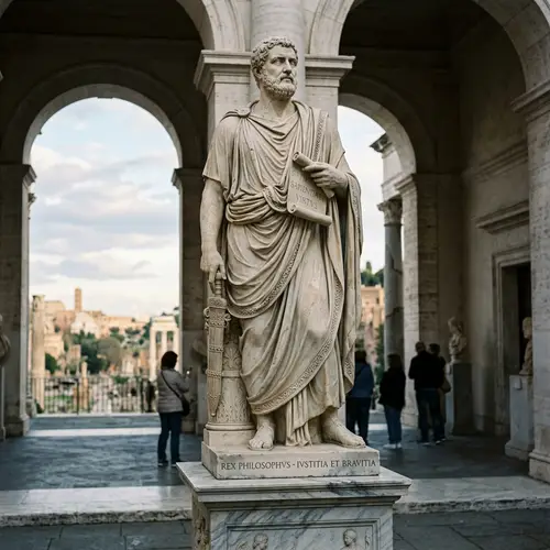Ancient Roman Philosopher-King Statue - Brave and Majestic