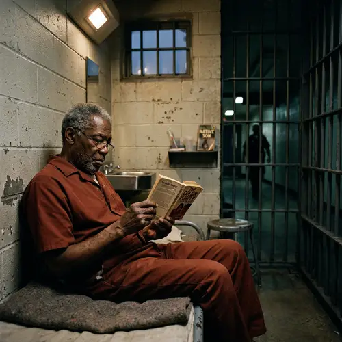 Nelson Mandela Reading Book in Prison