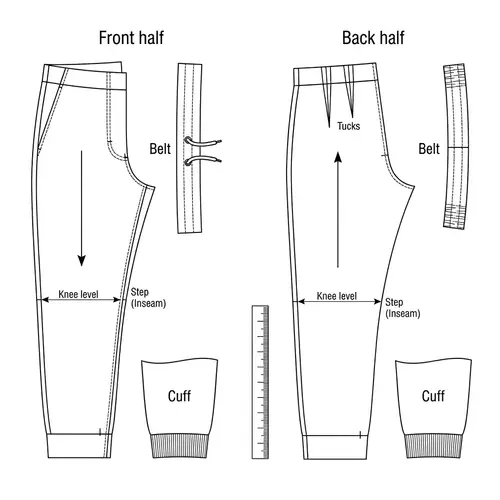 Men's Jogger Trousers Pattern Drawing