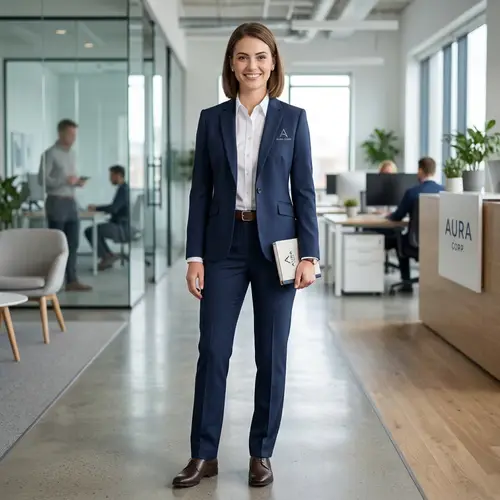 Modern Corporate Uniform: Tailored Blazer & Crisp Shirt