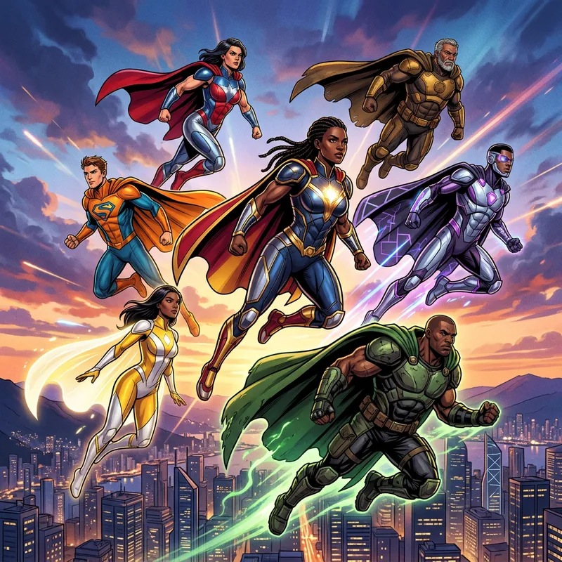 Superhero Medley: Diverse Characters with Unique Powers Superhero Medley: Diverse Characters with Unique Powers