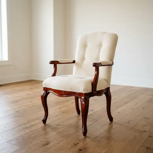 Cherry Wood Chair with Plush Cream Upholstery | Elegant Furniture