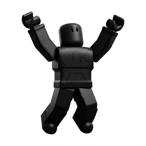 All-Black Roblox Character with Arms Up