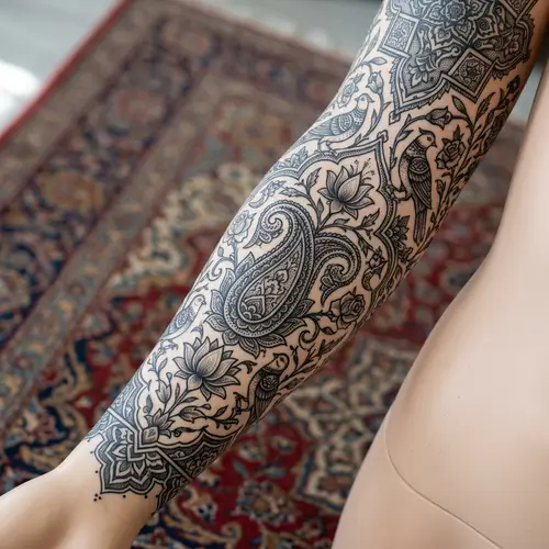 Persian Traditional Tattoo - Detailed Floral & Geometric Design