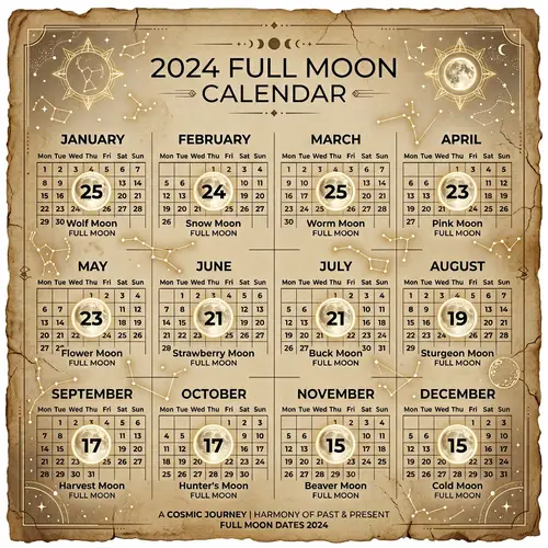 2024 Full Moon Calendar: Classic meets Modern Design