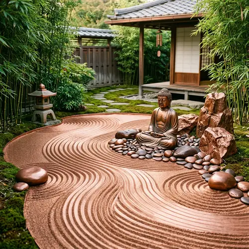 Zen Garden with Copper Accents | Tranquil Artistry
