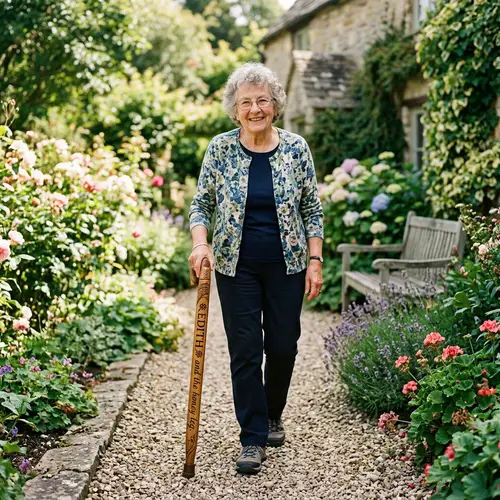 Retired Edith with Cane and Honey Leg