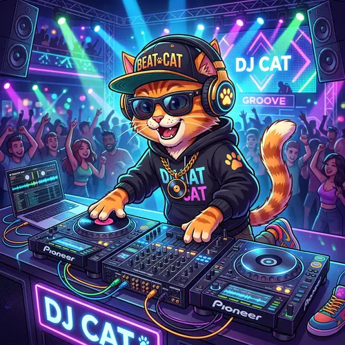 Cat DJ Mascot Design Ideas
