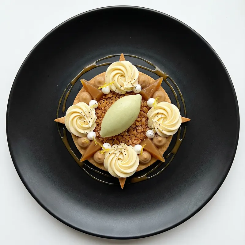 Elegant Pastry with Sorbet and Vanilla Ganache