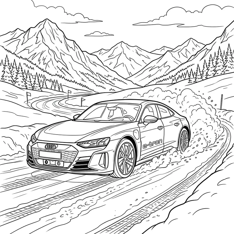 Audi GT Tron Coloring Page - Winter Mountain Race Audi GT Tron Coloring Page - Winter Mountain Race