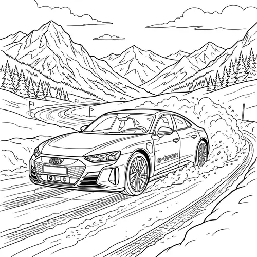 Audi GT Tron Coloring Page - Winter Mountain Race