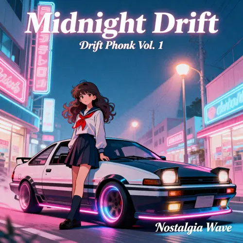 Vintage Anime Drift Phonk Album Cover Art