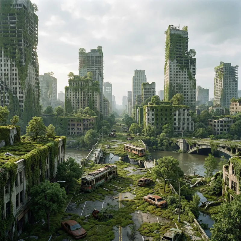 Apocalyptic Cityscape: Desolate Urban Decay