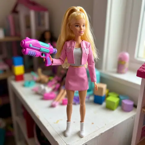 Fashion Doll with Toy Gun - Plastic Barbie Style