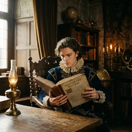 Caucasian Prince Immersed in Book | Vintage Aesthetic